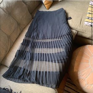 Free people Bowery sheer pleated skirt black